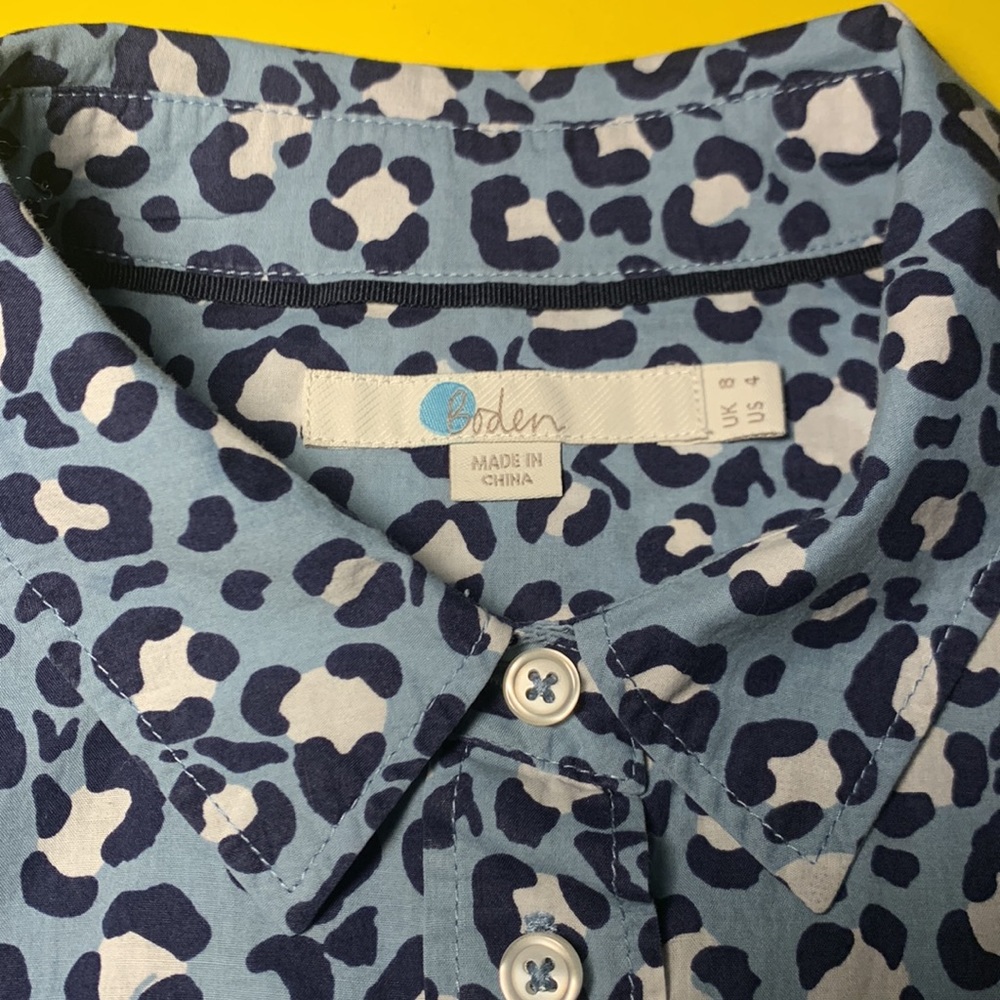 Boden (Anthro) Abstract Leopard Print Button-Down… - image 4